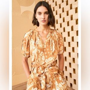 Ulla Johnson Handmade Collection, Finn Top in Ochre Shibori, size 12